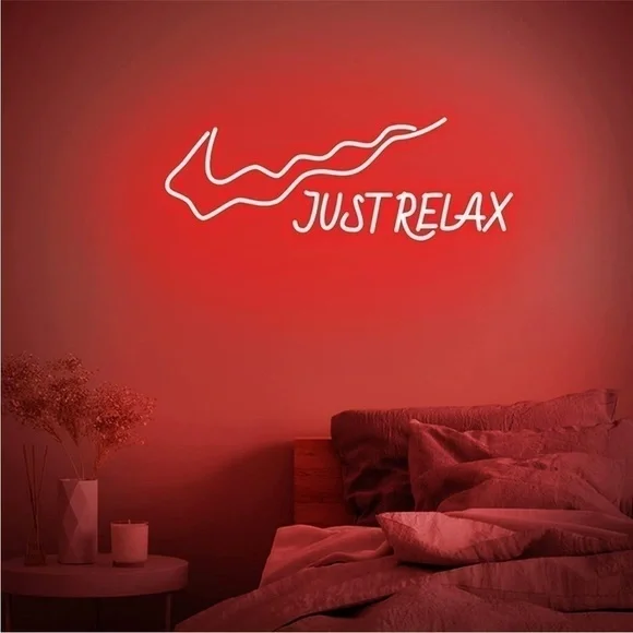NIKE Just Relax Red Neon Trendy Dorm Bedroom Living Room Outdoor Indoor Decor - Picture 4 of 9
